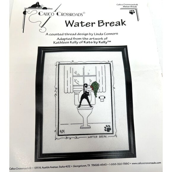 Calico Crossroads Water Break Cross Stitch Pattern By Linda Connors Cats - Picture 2 of 3